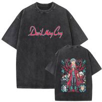 Washed Vintage Game Devil May Cry Dante Graphic Print T Shirt Men Women Summer Casual Oversized Short Sleeve Tshirt Streetwear S