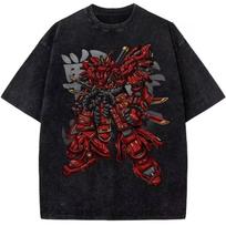 Mobile Suit Gundam Red Samurai Printed Tshirt Mens and Womens Washed Tshirt High Quality Vintage Cotton Tshirt YK Top XL