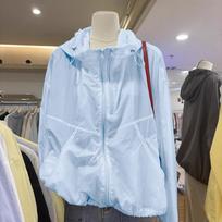 Loose Casual Summer Outerwear Top Lightweight Sun Protection Double Zipper Polyester Fiber Long Sve Hooded M mėlyna
