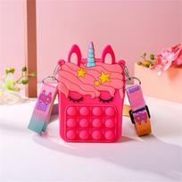 Unicorn Pop It Fidget Toy Purse Adjustable Strap Silicone Sensory Bag Stress Relief Coin Pouch Durable Material Portable Design