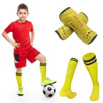Sports Shin Guards and Long Athletic Socks Set for Soccer and Outdoor Activities Protective Gear Suitable for Youth and Adults L geltona