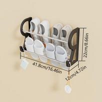 Wall Mounted Shoe Rack Simple Bathroom Slipper Rack Nail Free Kitchen Rack Hole Free Door Back Shoe Rack Multi-functional