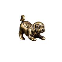 Lightweight Solid Brass Feng Shui Desktop Ornament Room Decoration Easy Use Brass Pendant Tea Pet Zodiac Dog Puppy Figurines žalvaris