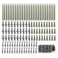 120Pcs Carp Fishing Kit Clip Quick Change Swivels Tail Sleeves Carp Fishing Terminal Fishing Accessories for Carp Rig žalia