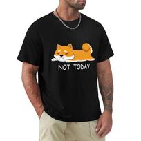 Funny Not Today Shiba Inu TShirts For Mens Short Sleeved Japanese Breed Dog Lover Tshirt Humor Cotton Tee Pet Owner T-shirt Tops S smėlis