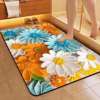 3D gėlių tarpvalstybinis vonios grindų kilimėlis, neslystantis, greitai džiūstantis, vandenį sugeriantis kilimas 40*60cm
