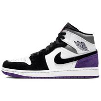 Air Jordan 1 Mid SE Varsity Purple Vyriški sportbačiai Balti Juodi Šviesiai Saulės Blyksnio Melange 852542-105 42