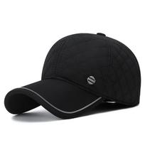 Men's Winter Herringbone Windproof Earflap Baseball Cap - Adjustable, Warm, Casual Cotton Hat for Middle-Aged and Elderly Adjustable juoda