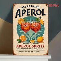 Vintažinis Aperol Spritz logotipas Metalinis sienos meno ženklas    Itališkas prekės ženklo plaketas su ikonišku dizainu namų barui, kavinei, restoranui 20x30cm（7.8x11.8inch）