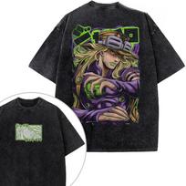 JoJos Bizarre Adventure Johnny Printed Tee Men Women Washed Cotton Tshirts Manga Vintage T Shirt Harajuku Male Casual Tshirt S