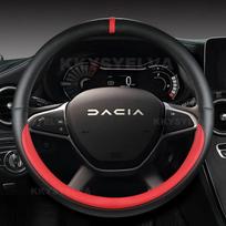 Microfiber Leather Car Steering Wheel Cover For Dacia Logan Sandero Duster Lodgy Jogger Dokker Spring 2017-2024 Auto Accessories raudona