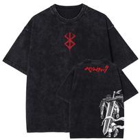 Berserk Guts Manga Graphic Tshirt For Men Women Clothing Oversized Washed Cotton T Shirt Summer Short Sleeve Casual Tees Tops S