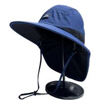 Wide Brim Shawl Neck Protection Sun Cap Sun Protection Neck Ear Cover Sunshade Hat Visor Bucket Cap Men Fisherman Hat Climbing tamsiai mėlyna spalva