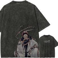 Sukuna Kimono Tshirt Jujutsu Kaisen Tee Vintage Washed Oversized Retro Anime Harajuku Streetwear Graphic Manga Mens Clothing M