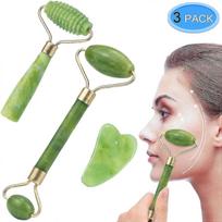 Dual-Head Jade Facial Massage Roller and Guasha Kit Set