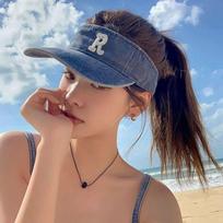 Caps Sunscreen Cloth Denim Letter Embroidered Cowboy Hats Empty Top Hat Women Cap Sports Hats Denim Blue