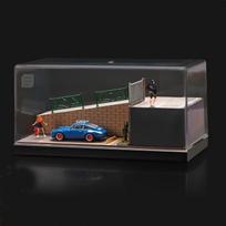 shoucangjia Tomica Display Hot Matchbox Cars Scale Model Garage with Dust Street Fence Scene Diorama Parking 82008jp Case, Wheels, 164 Cover,
