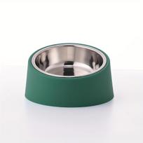 Pet Bowl, Slanted Mouth, Elevated Dog Bowl, Stainless Steel Dog Food Bowl with Bowl Rack, Water Basin, Durable and Detachable žalia