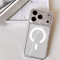 White Lightning Phone Case For iPhone 17 16 15 14 13 12 Pro Max Plus With Magnetic Crystal Clear Case Wireless Charge iPhone 14 Pro Max