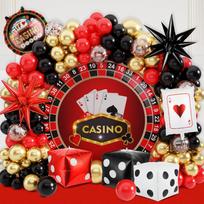 98-Piece Kit Casino Theme Party Decorations Kit Large Balloons Dice Balloons Casino Party Decorations Star Foil Balloons