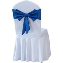 Spandex Chair Sash Solid Color Bow Knot Satin Ribbon Bows Elastic Reusable Chair Bands Wedding Banquet Events Decoration mėlyna