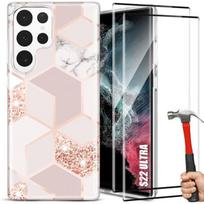 Case - BOOLING - for Samsung Galaxy S22 Ultra - Slim and Elegant - Superior Protection - Pink - with 2 Tempered Glasses rožinė