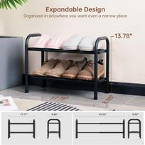 Expandable Shoe Rack Saving Multifunctional Storage Shelf Display Stand 2 Tier