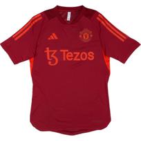 Adidas Manchester United Comfortable Striped Letter Logo Football Shirt Men tops Deep-Red IA7244 S