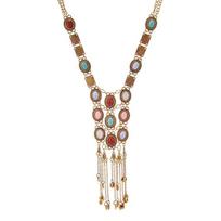 Jewelry Long Bohemian Manifesto Ethnic Tribe Necklace Lady Retro Rhinestone Necklace Fashion Lady Necklace CLE auksas