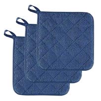 Microwave Oven Gloves Kitchen High Temperature -Scalding Thick Cotton Gloves (Set Of 2) One Size mėlyna