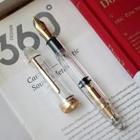 New MAJOHN P140 NO.8 F/M Nib Acrylic Piston Huge Transparent Fountain Pen Ebonite Feed Large Capacity Ink Writing NO.8 F Nib(0.5mm)