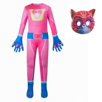 SuperKitties onesie tights halloween costume stage show costumes super kitty 100 rožinė