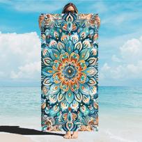 Colorful Mandala Beach Towel on Beach, Vibrant Geometric Art Quick-Dry Sand-Free Microfiber Bath Towel for Yoga, Swim and Travel W30*H60(CM)