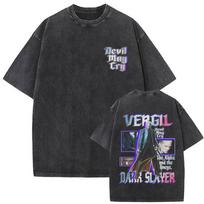 Game Devil May Cry Skeleton Graphic Washed T Shirt Men Women Clothing Gothic Casual Oversized Tshirts Mens Vintage Streetwear S