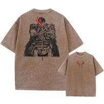 Manga Berserk Guts Graphic Tshirt Men Women Clothing Pure Cotton Soft Short Sleeve Tees Vintage Washed Oversized Streetwear S