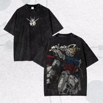 Strike Gundam Kanji Printed Tshirt Mens and Womens Washed Tshirt High Quality Vintage Cotton Tshirt Harajuku YK Tops M
