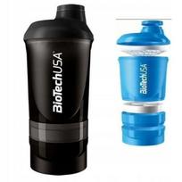 Biotech Shaker Szejker Bidon 600Ml + 200Ml + 150Ml 3 Cześciowy Kolor Czarny