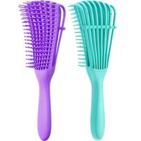 Detangling Brush for Afro America/African Hair Textured 3a to 4c Kinky Wavy/Curly/Coily/Dry/Oil/Thick/Long Hair, Knots Detangler Easy to Clean violetinė/žalia