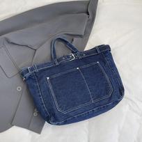 Vintage Fashi Commuting Crossbody Bag Women Casual Denim Shoulder Bag Simple Comfortable and Versatile Texture Storage Bag tamsiai mėlyna spalva
