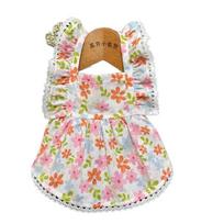 Cute Thin Pet Dog Dress Summer Sweet Corgi Teddy Clothes Princess Style Floral Print Cat Dog Skirt Pet Supplies (Pink,S) rožinė