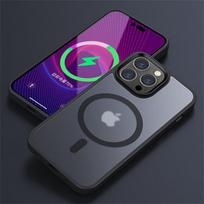 Prabangus magnetinis Magsafe belaidžio įkrovimo telefono dėklas, skirtas iPhone 14 13 12 11 Pro Max Plus skaidrus matinis smūgiams atsparus dangtelis For iPhone 14 juoda