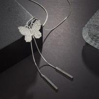 Vivid Crystal Butterfly Long Necklace For Women  New Fashion Jewelry
