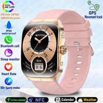 2025 Naujas 1,95 colio Ultra HD išmanusis laikrodis AMOLED ekranas Vyrams GPS sekimas Bluetooth skambutis NFC Širdies ritmas Sportas Fitnesas Moterims Išmanusis laikrodis Silicone auksas