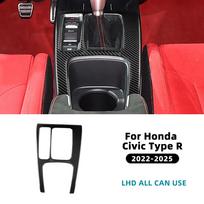 For Honda Civic Type R 11th FL5   2024 2025 Real Soft Carbon Fiber Sticker LHD RHD Car Gear Shift Panel Interior Trim For LHD Black Carbon
