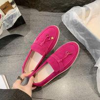 Classic new niche fashion casual flat-bottomed lazy one-pedal comfortable versatile soft-soled soft-faced white-soled shoes women 35 rožinė raudona spalva
