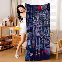 Movie I-It P-Pennywise Microfiber Beach Towel Absorbent Quick Dry Soft Yoga Swimming Resort Mountain Climbing Towel W30*H60(CM)