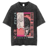 Berserk Graphic T Shirt Manga Guts Griffith Print Tshirt Vintage Washed Streetwear Men Women Clothes Pure Cotton Soft Tee Shirt S