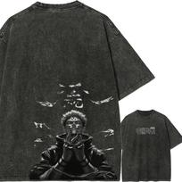 Sukuna Dark Art T-shirt Jujutsu Kaisen Tee Vintage Washed Oversized Retro Anime Harajuku Streetwear Graphic Manga Men Clothes M