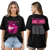 Vintage Ed Sheeran Loop Tour Concert Cotton T-Shirt Women Men Casual Funny Tees for Fan Gifts Australian Tshirt L pink