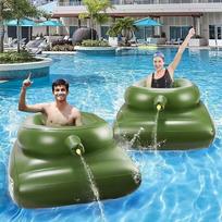 Inflatable Water Float Ride On Tank Shell Sprinkler, Outdoor Swimming Gear, Kids Adults Portable Comfortable 170*145*93 geltona